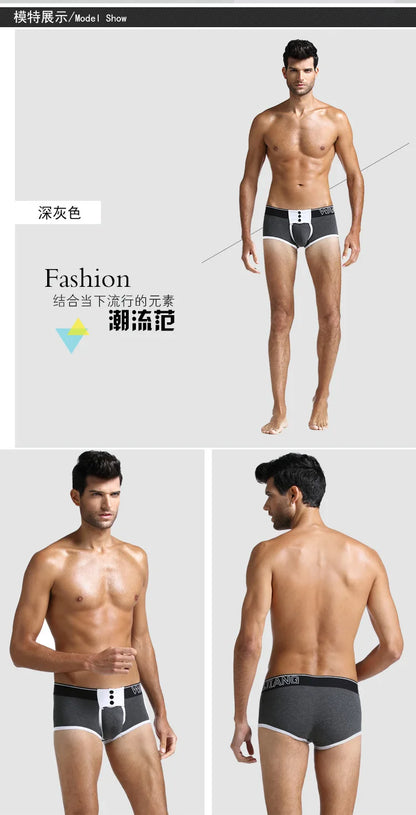 WJ cotton trousers button male underpants wide belt men's underwear wj 2022 PJ