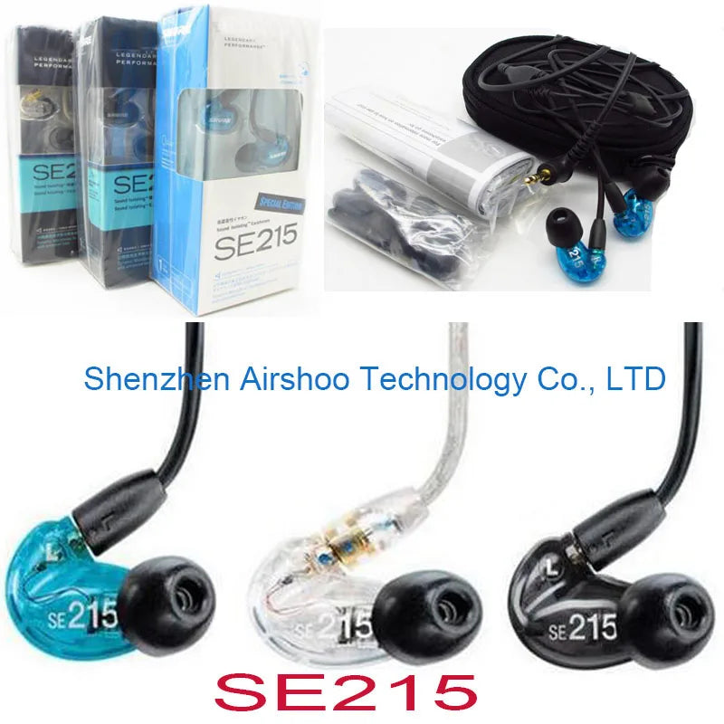 New SE215 Hi-Fi Stereo Noise Canceling Headphones3.5MM SE 215 In ear Earphones With Separated Cable headsets with Box VS SE535