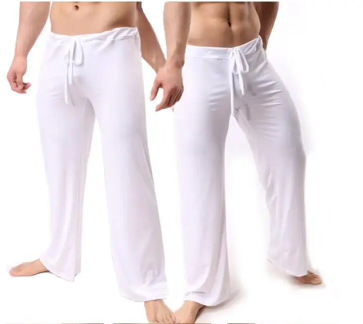 Men's ice Silk Pajamas Pyjamas Pants Lounge Pants Sleep Bottoms Sexy Trousers Soft Comfortable Lacing Loose Home Pants Men gay