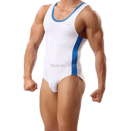 Men's Leotard Fitness Stretch Bodysuit Bodywear Swimwear Underwear