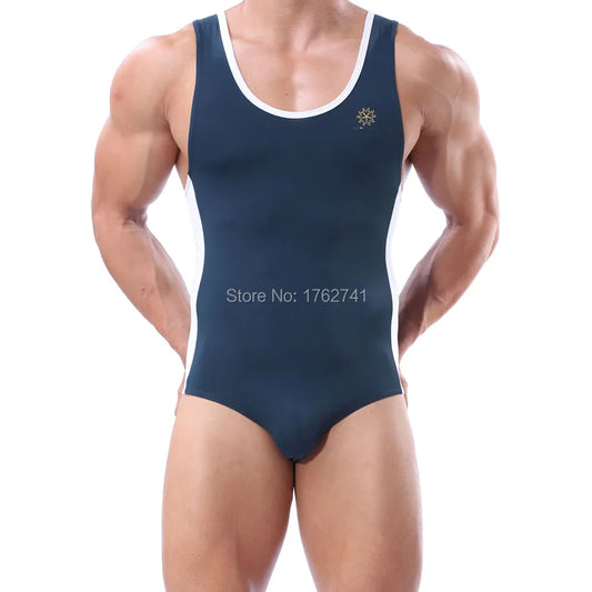 Men's Leotard Fitness Stretch Bodysuit Bodywear Swimwear Underwear