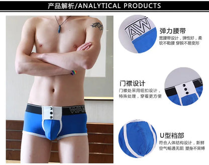 WJ cotton trousers button male underpants wide belt men's underwear wj 2022 PJ