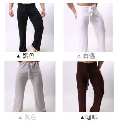 Men's ice Silk Pajamas Pyjamas Pants Lounge Pants Sleep Bottoms Sexy Trousers Soft Comfortable Lacing Loose Home Pants Men gay