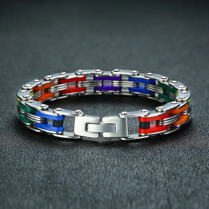 Silicone Stainless Steel Bracelet Men Bangle Rainbow Color 316L Stainless Steel Clasp Bracelet Bracelet For Men Women