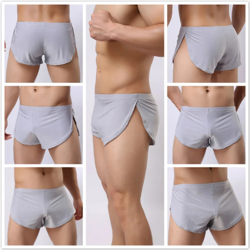 3PCS/LOT Men's Arrow Boxers 80% Polyamid 20% Elastine Sexy Underwear Soft Silk Home Loose Boxer Black/White/Gray/Coffee S M L XL