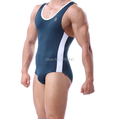 Men's Leotard Fitness Stretch Bodysuit Bodywear Swimwear Underwear