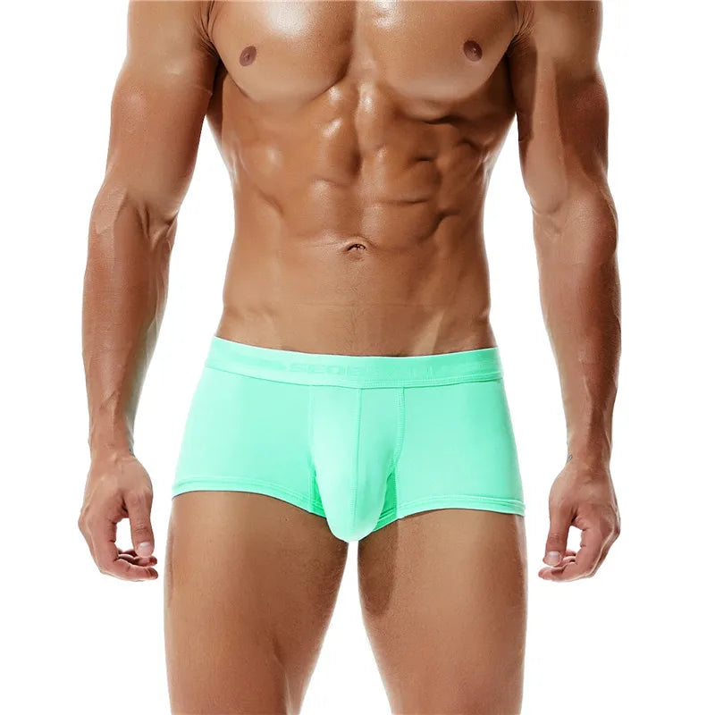 SEOBEAN Brand Male Panties Solid Boxer Briefs Men Underwear U Convex Pouch Sexy Low Waist Underpants Men Boxers Shorts