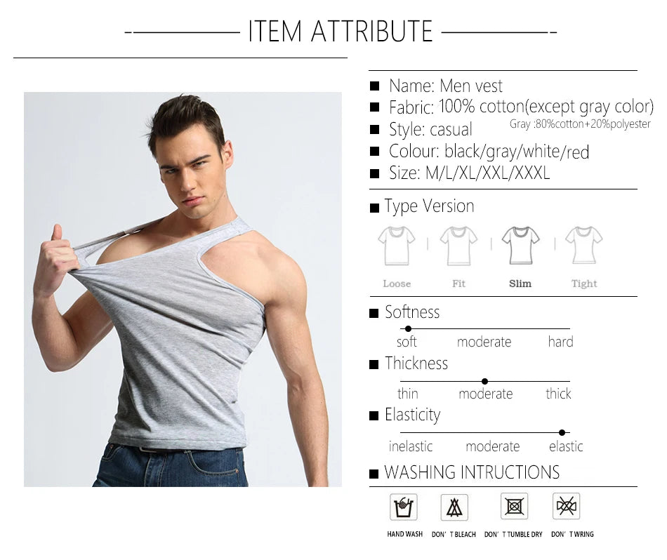 TFETTER Men's Underwear Cotton Tank Top Men High Quality Bodybuilding Singlet Sleeveless Slim Fit Vest Men Tank Tops