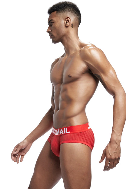 JOCKMAIL Men Mesh Boxer Briefs With Penis Pouch.