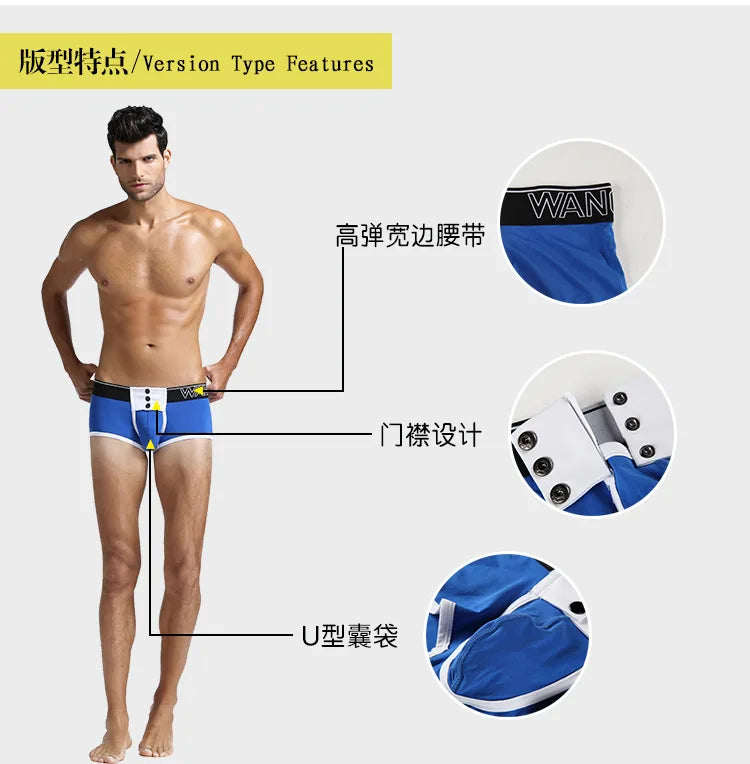 WJ cotton trousers button male underpants wide belt men's underwear wj 2022 PJ