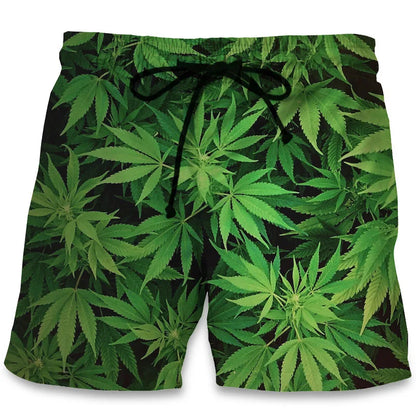 3D Print Casual Beach Shorts Maple Leaf Weeds Men Hip Hop Summer Trunks Bermuda 2018 Fashion Boys Board Shorts with Pocket 6XL