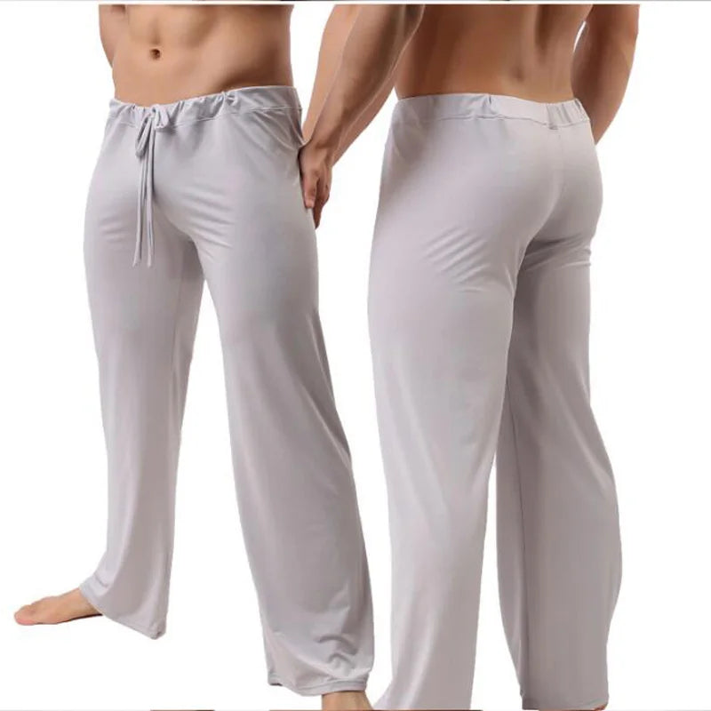 Men's ice Silk Pajamas Pyjamas Pants Lounge Pants Sleep Bottoms Sexy Trousers Soft Comfortable Lacing Loose Home Pants Men gay