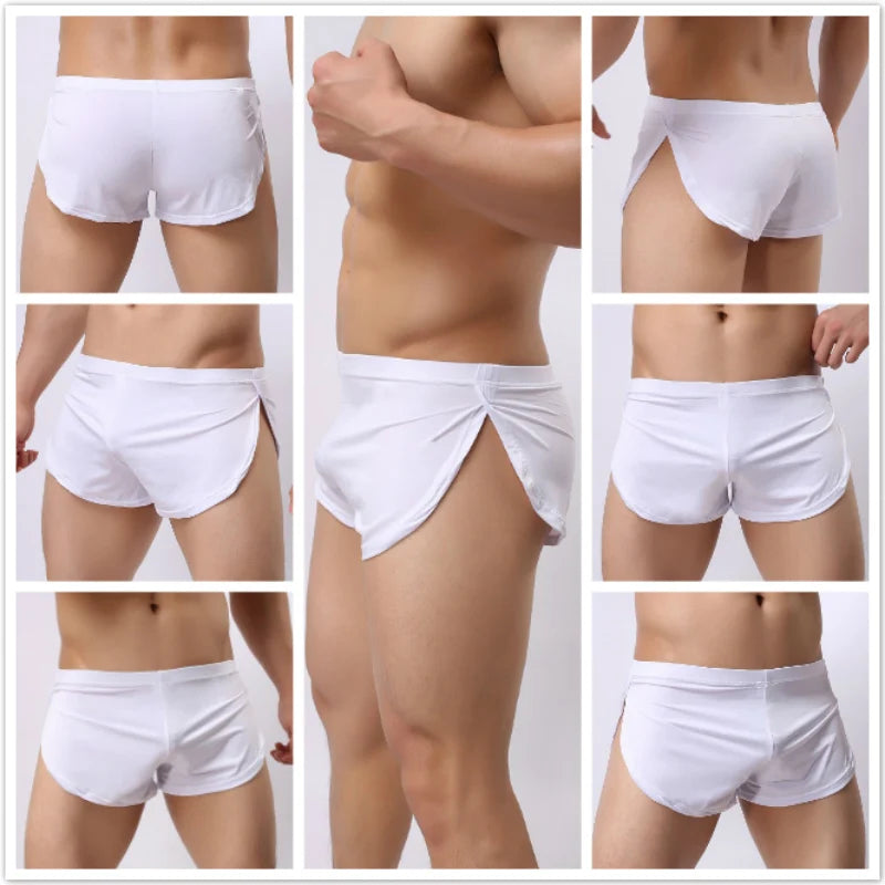 3PCS/LOT Men's Arrow Boxers 80% Polyamid 20% Elastine Sexy Underwear Soft Silk Home Loose Boxer Black/White/Gray/Coffee S M L XL