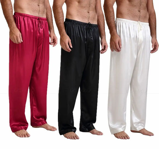 Mens Silk Satin Pajamas Pyjamas Pants Lounge Pants  Sleep Bottoms Free p&p S~4XL Plus