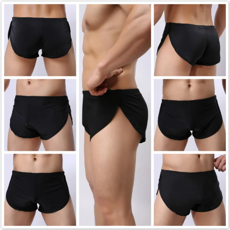 3PCS/LOT Men's Arrow Boxers 80% Polyamid 20% Elastine Sexy Underwear Soft Silk Home Loose Boxer Black/White/Gray/Coffee S M L XL