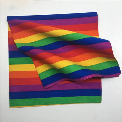 Festival Rainbow Colorful Seven Stripes 55x55CM Unisex Cotton Pocket Square Scarf Headband Bandana Gay Parade Wristband Neck Tie