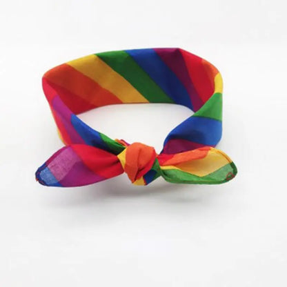 Festival Rainbow Colorful Seven Stripes 55x55CM Unisex Cotton Pocket Square Scarf Headband Bandana Gay Parade Wristband Neck Tie