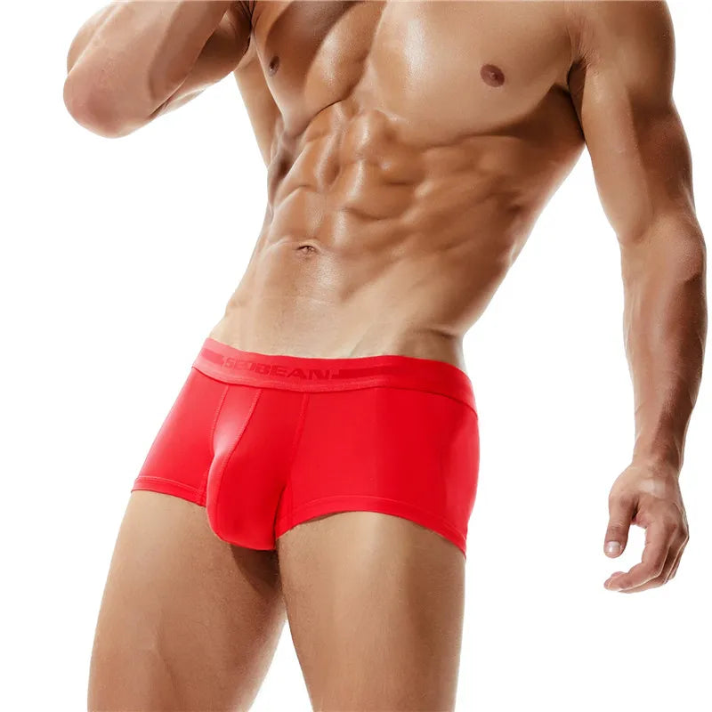 SEOBEAN Brand Male Panties Solid Boxer Briefs Men Underwear U Convex Pouch Sexy Low Waist Underpants Men Boxers Shorts