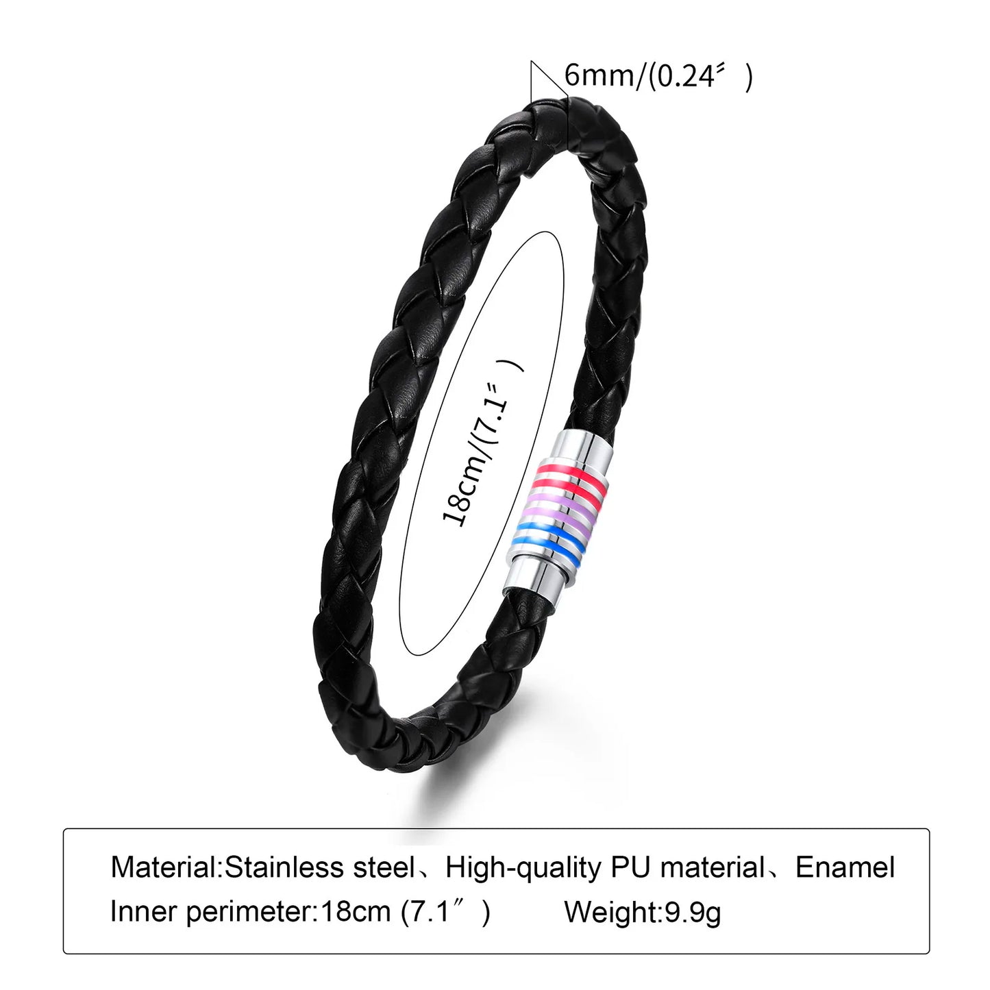 Vnox Rainbow Woven Leather LGBTQ Bracelets, Lesbians Gays Bisexuals Bracelet,Braided Pride Men Women Couple Friendship Jewelry