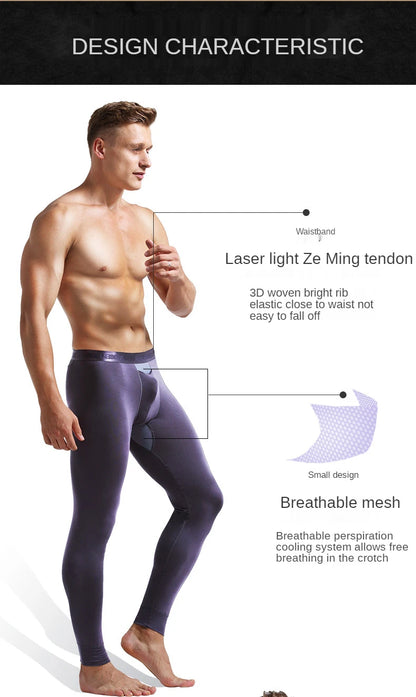 Men Long Johns Sexy U Convex Penis Pouch Tight Underwear Men Modal Stretch Slim Leggings Gay Home Lounge Man Basic Thermal Pants