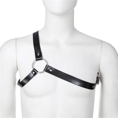 Leather Fetish Gay BDSM Men Harness Belts Adjustable Sexual Gay Bondage Clothing Body Chest Harness Straps for Rave Party Stage