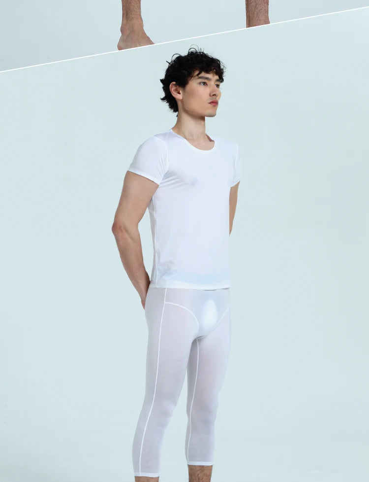 AsiaSkin Seven-Point Boxer Short Sleeve Suit Sexy Semi-permeable Home Underwear S707+021