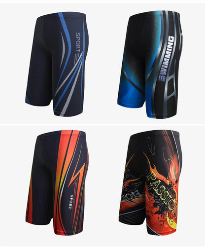 Boys Swim Trunks Waterproof Quick Dry Bathing Suit Man Diving Long Swimsuit Boxer Briefs Gay Beach Shorts Wear