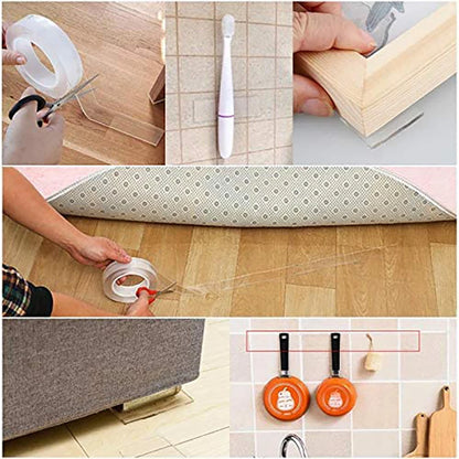 Reusable Nano Adhesive Tape Clear Double Sided Removable Transparent Alien Tape Anti-Slip Traceless for Home Supplie