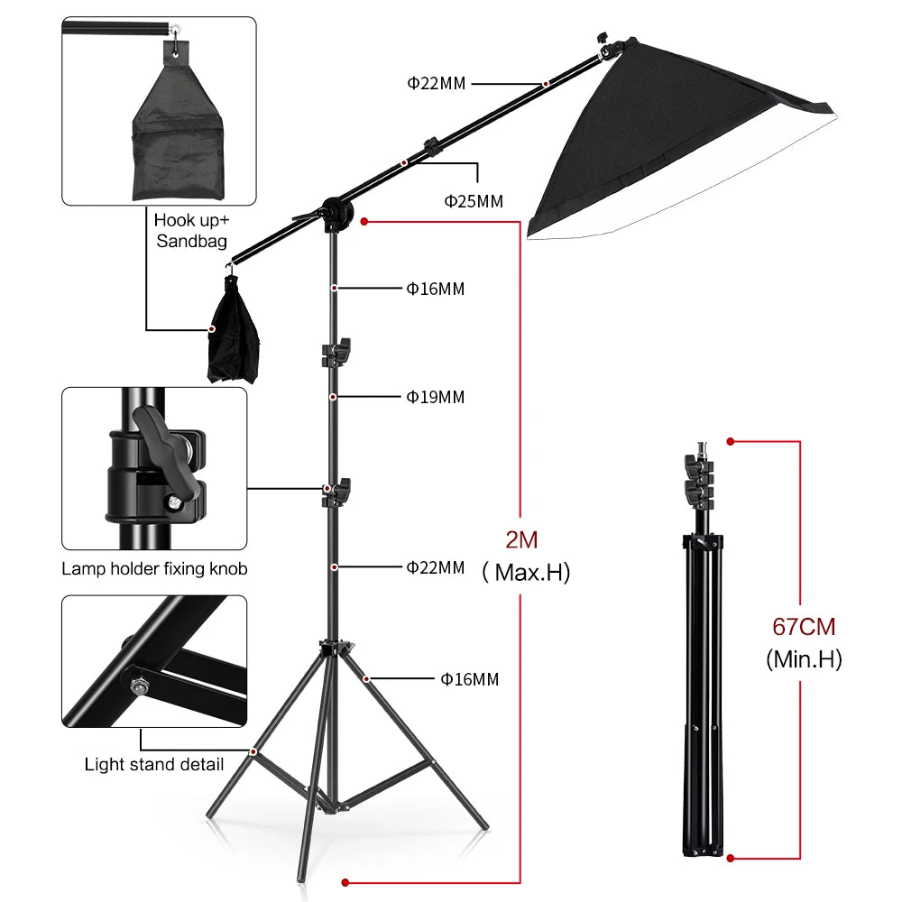 SH Photography Photo Studio Lighting Kit Including 2x2M Photo Background Muslin Backdrops And Green Background With Portable Bag