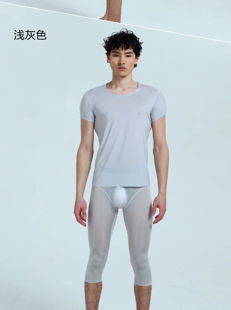 AsiaSkin Seven-Point Boxer Short Sleeve Suit Sexy Semi-permeable Home Underwear S707+021