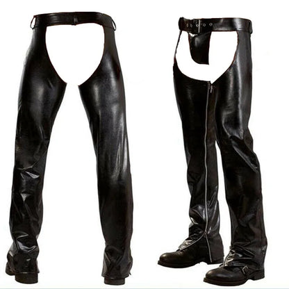 Muscle Men  Open Butt PU Leather Trousers Skinny Novelty Pants with G-String Fetish Costume