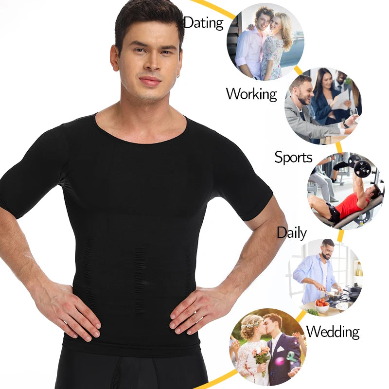 Men Body Shaper Slimming T Shirt Compression Shirts Gynecomastia Undershirt Waist Trainer Muscle Tank Tops Weight Loss Shapewear