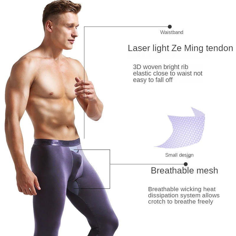 Men Long Johns Sexy U Convex Penis Pouch Tight Underwear Men Modal Stretch Slim Leggings Gay Home Lounge Man Basic Thermal Pants