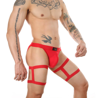 CLEVER-MENMODE Underpants Men Jockstrap Panties Sexy Thongs G String Penis Pouch Underwear Harness T-Back Leg Bondage Lingerie