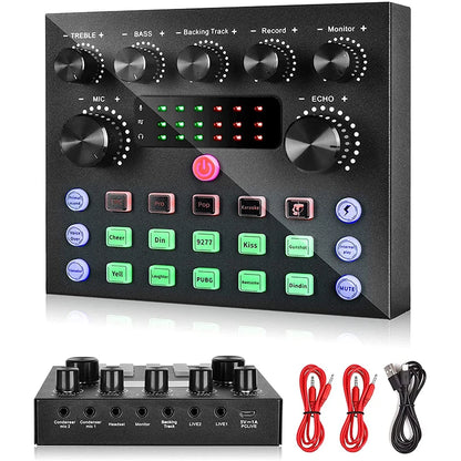 Professional Podcast Music Studio Recording Karaoke Condenser Microphone Game Live Broadcast KTV Sound Audio Card Kit for Stream