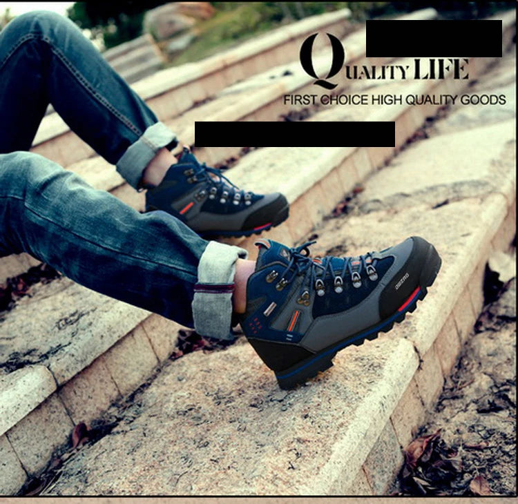 Men Hiking Shoes Waterproof Leather Shoes Climbing &amp; Fishing Shoes New Outdoor Shoes Men High Top Winter Boots Trekking Sneaker
