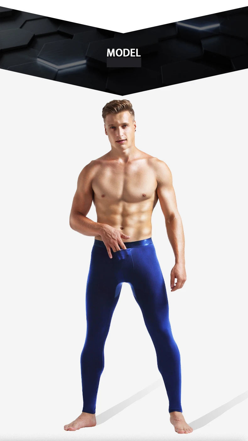 Men Long Johns Sexy U Convex Penis Pouch Tight Underwear Men Modal Stretch Slim Leggings Gay Home Lounge Man Basic Thermal Pants