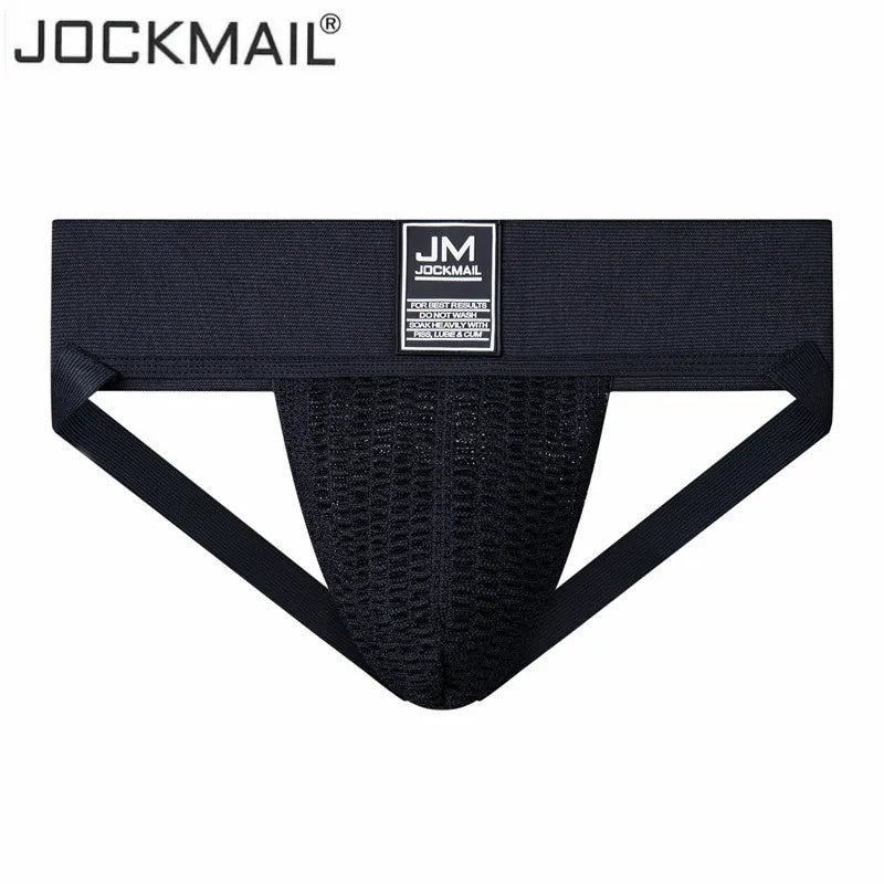 JOCKMAIL Men's, Young Men Gym Workout Jockstrap with 3" Waistband, Athletic Supporter w/ Stretch Mesh Pouch