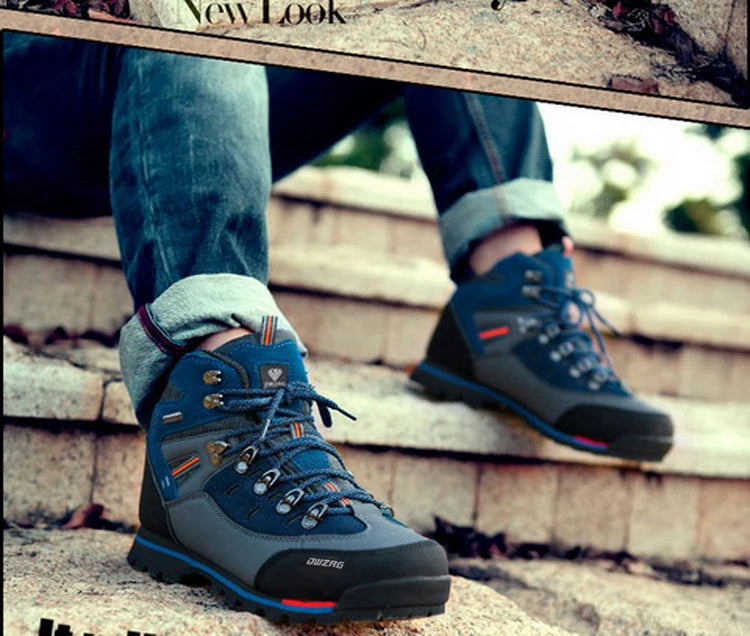Men Hiking Shoes Waterproof Leather Shoes Climbing &amp; Fishing Shoes New Outdoor Shoes Men High Top Winter Boots Trekking Sneaker