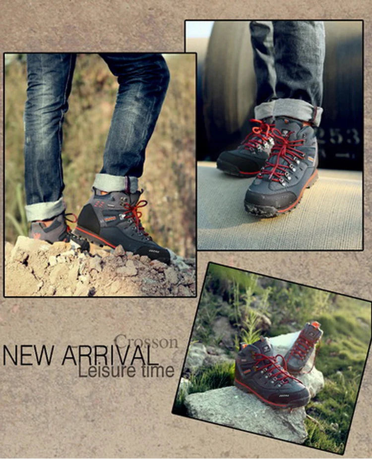 Men Hiking Shoes Waterproof Leather Shoes Climbing &amp; Fishing Shoes New Outdoor Shoes Men High Top Winter Boots Trekking Sneaker