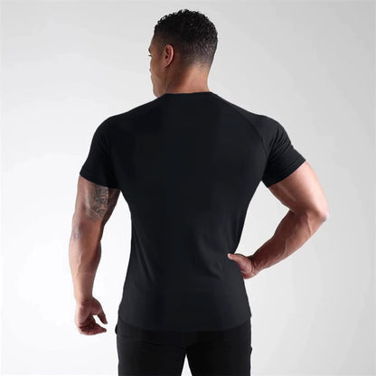 ICE Cotton Stretch Crew Neck Muscle Men's Body Shaping Short Sleeve