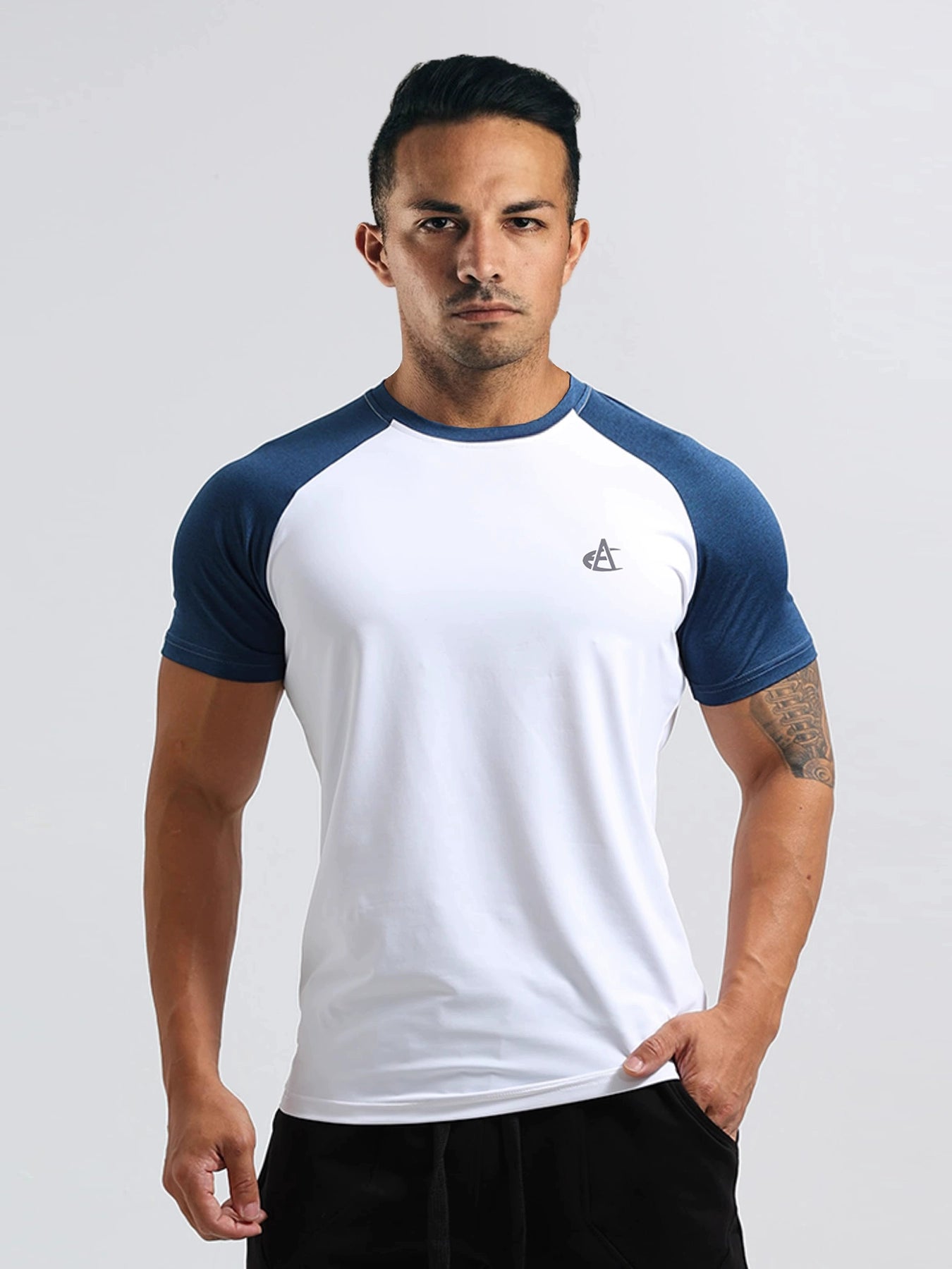 ICE Cotton Stretch Crew Neck Muscle Men's Body Shaping Short Sleeve