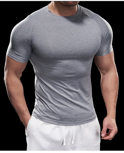 Domineering Muscle Spring and Summer Men Solid Color round Neck Short Sleeves