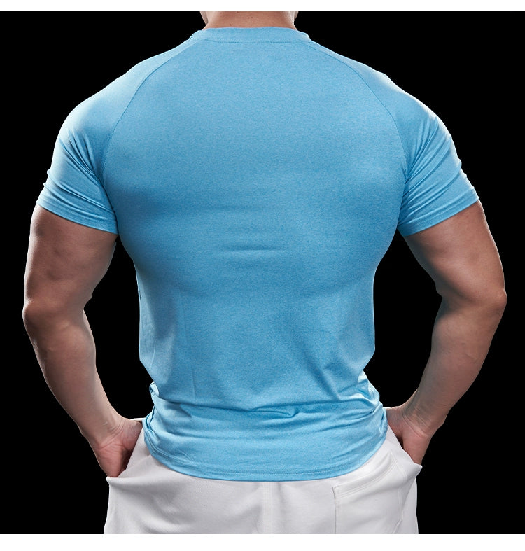 Domineering Muscle Spring and Summer Men Solid Color round Neck Short Sleeves