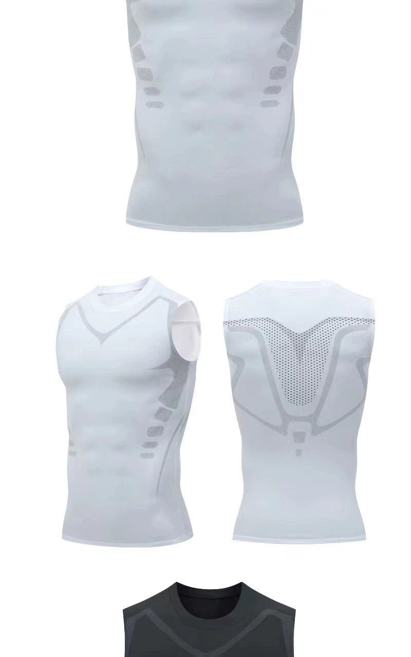 High Elastic Bodysuit Sleeveless Waistcoat Sweat Absorbing Sports Vest