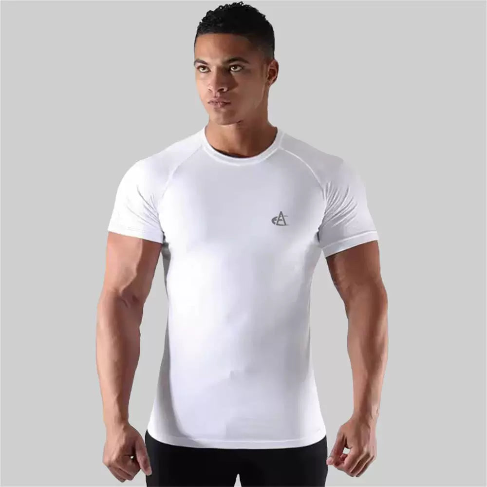 ICE Cotton Stretch Crew Neck Muscle Men's Body Shaping Short Sleeve