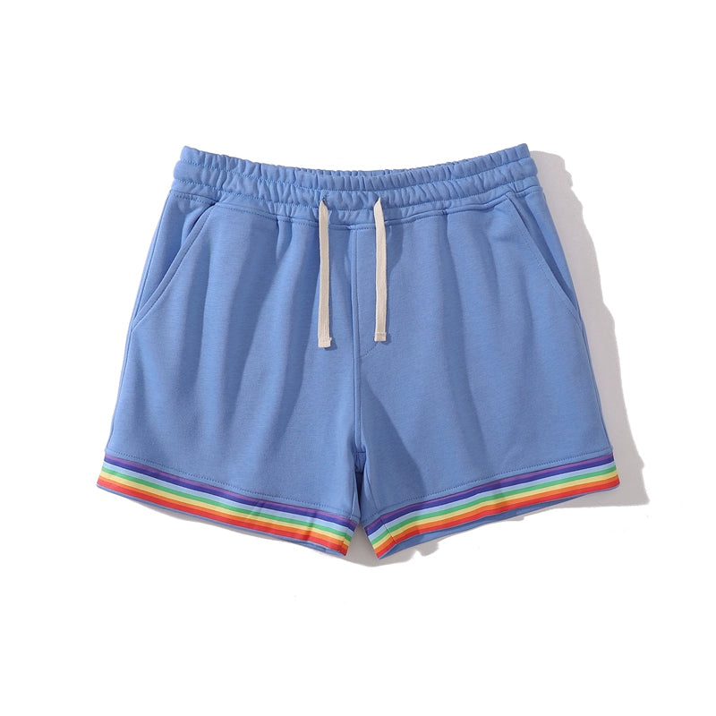 High-Grade Rainbow Ribbon Leisure Training Sports Shorts