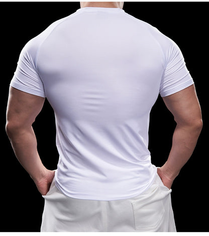 Domineering Muscle Spring and Summer Men Solid Color round Neck Short Sleeves