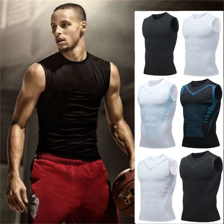 High Elastic Bodysuit Sleeveless Waistcoat Sweat Absorbing Sports Vest