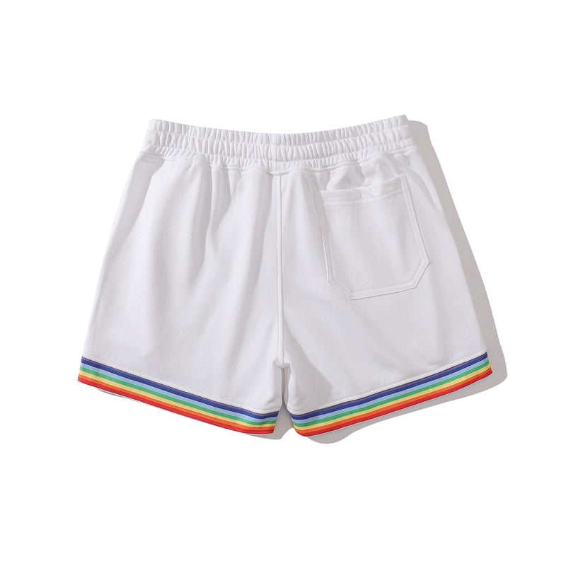 High-Grade Rainbow Ribbon Leisure Training Sports Shorts